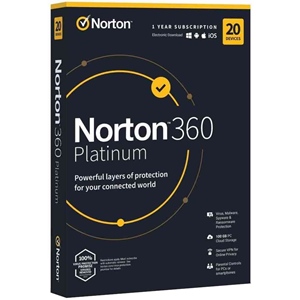 Obrázek Norton 360 Platinum; licence pro nového uživatele; počet zařízení 20; platnost 1 rok